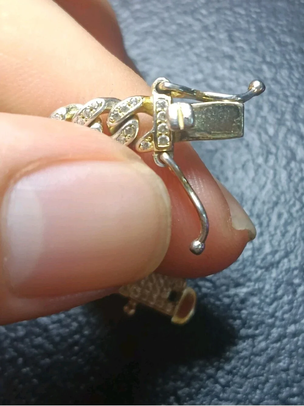 silver bracelet Gold Tone Lab Diamonds mens Sterling 925